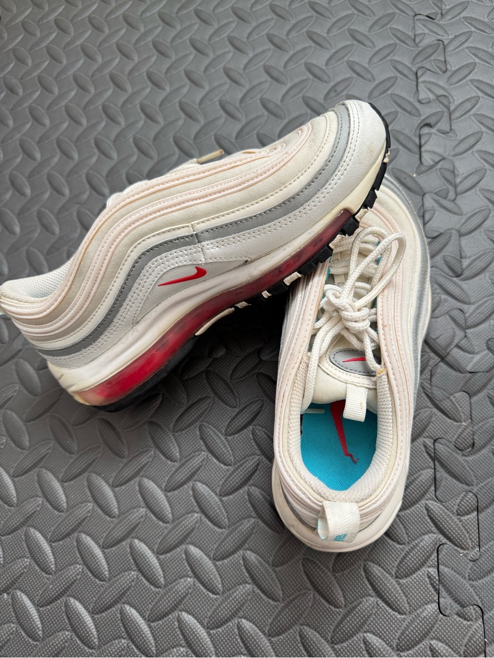 Nike Women’s Air Max 97 — White with Pink and Teal Accents